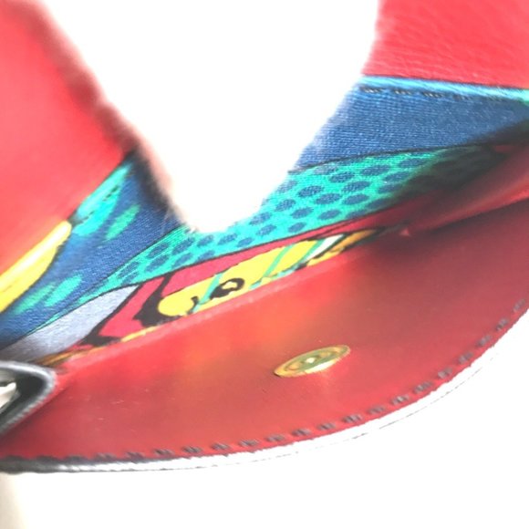 CELINE Wide Belt with Scarf Pattern Waist Bag Leather Silk Women's Black - Picture 7 of 12